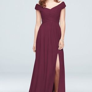 David’s Bridal Wine Crisscross Bridesmaid Dress